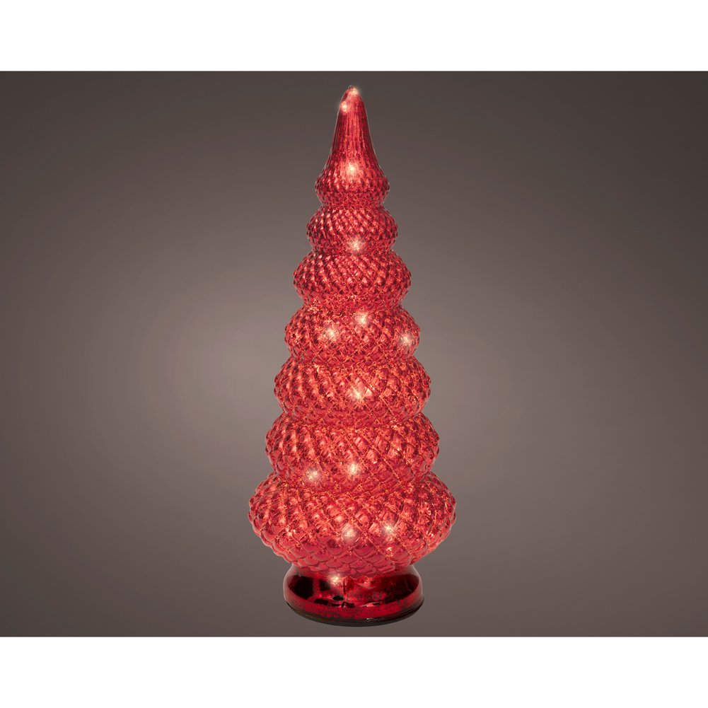 Alberello luminoso a batteria in vetro colore rosso, per interno, 36,5cm 3