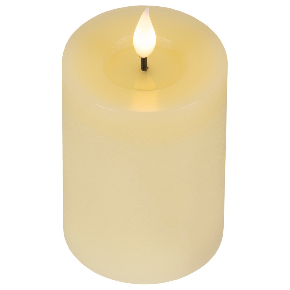Candela LED cilindrica crema, effetto fiamma, D.7,5xH.13,5cm - Lumineo 2