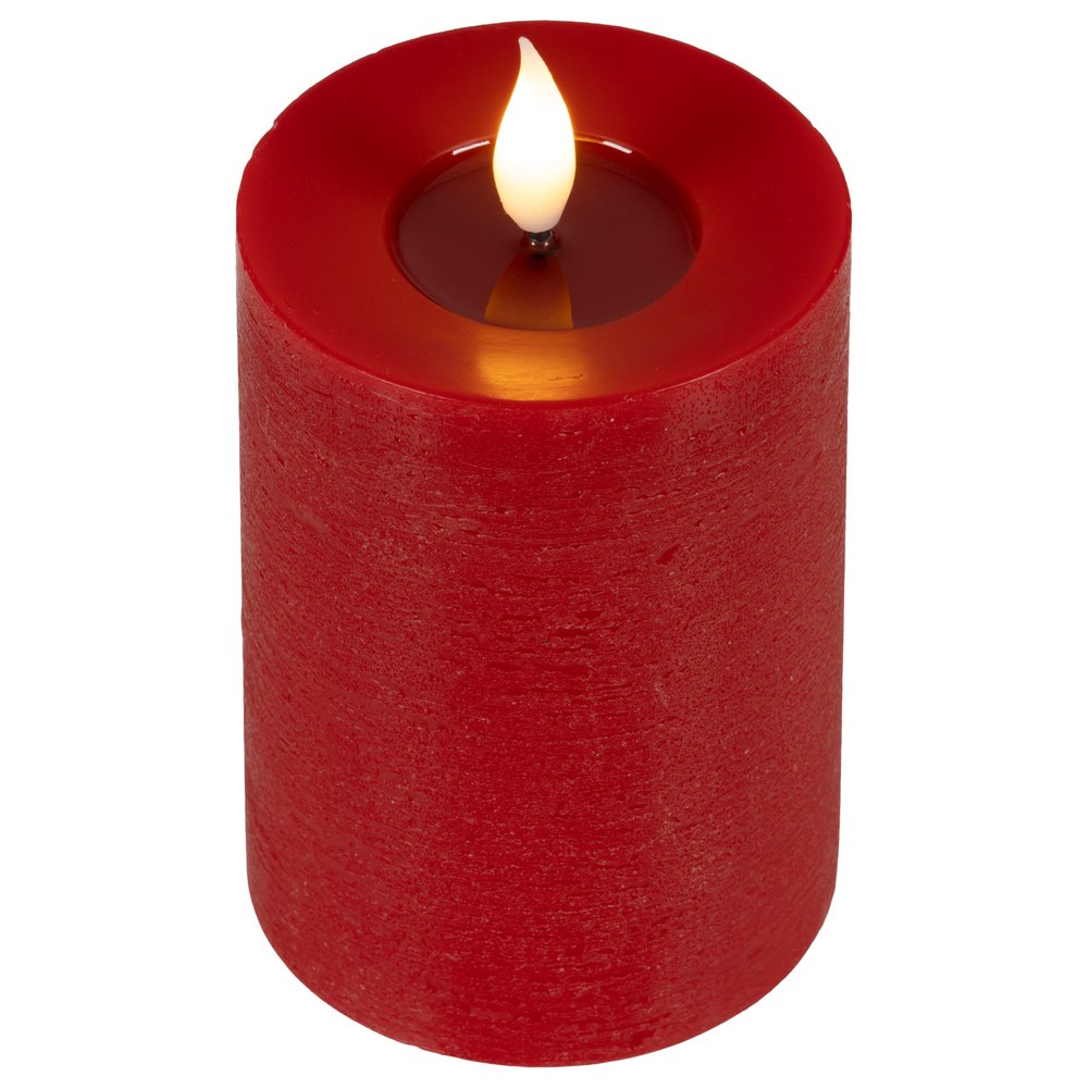 Candela LED cilindrica rossa, effetto fiamma, D.7,5xH.13,5cm 1