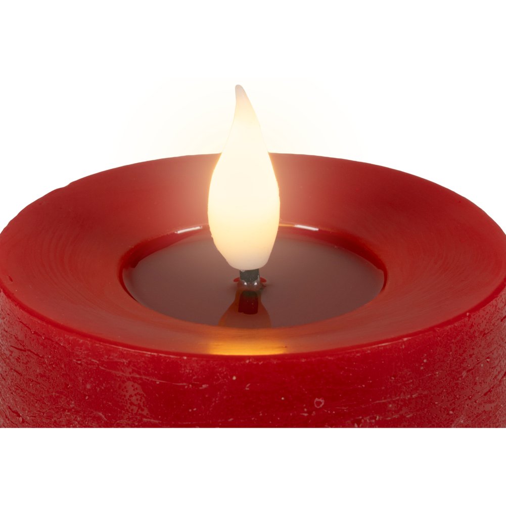 Candela LED cilindrica rossa, effetto fiamma, D.7,5xH.13,5cm 3