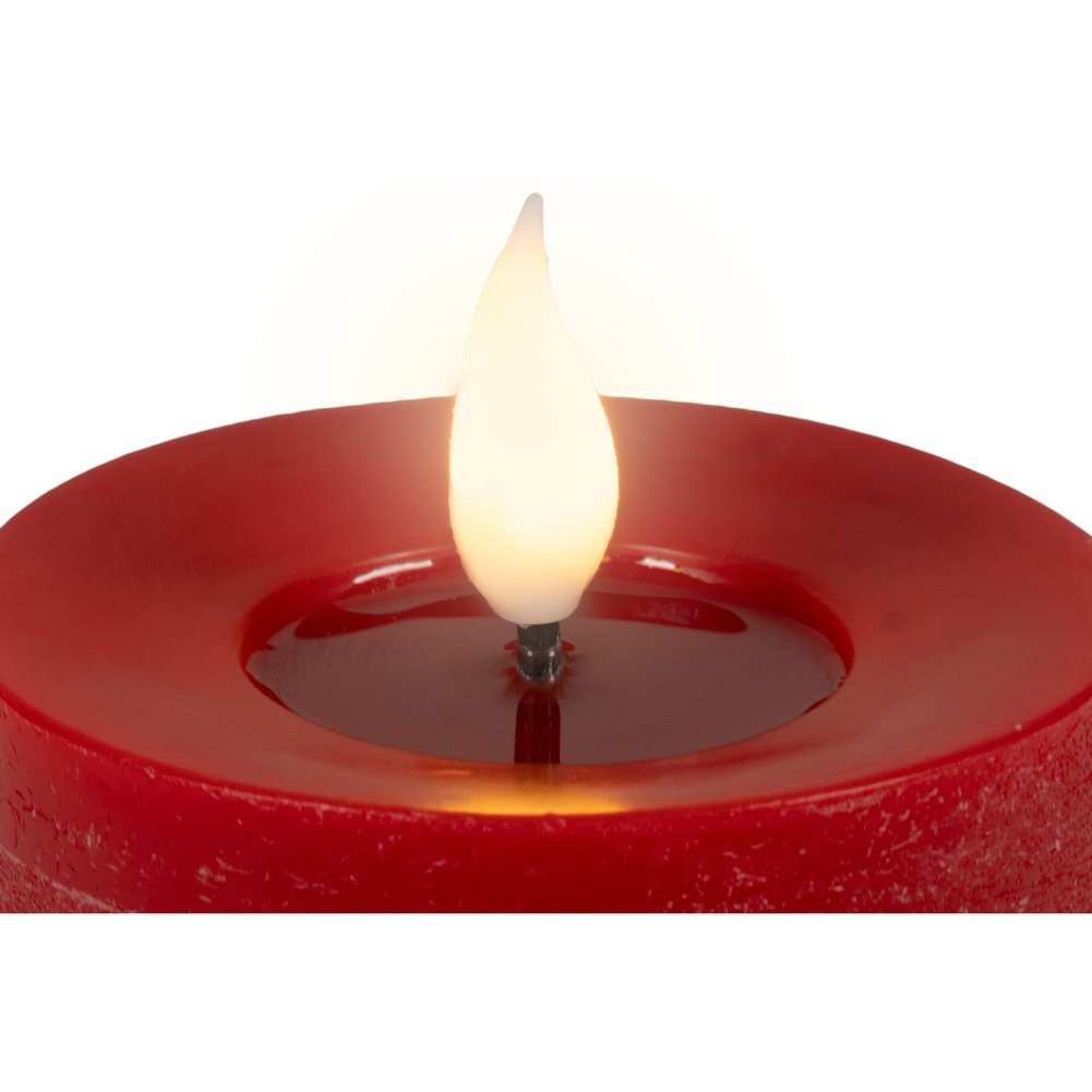 Candela LED cilindrica rossa, effetto fiamma, D.7,5xH.20cm 2