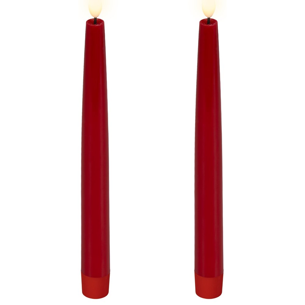 Candela LED conica rossa, effetto fiamma, D.2,2xH.24,5cm 1