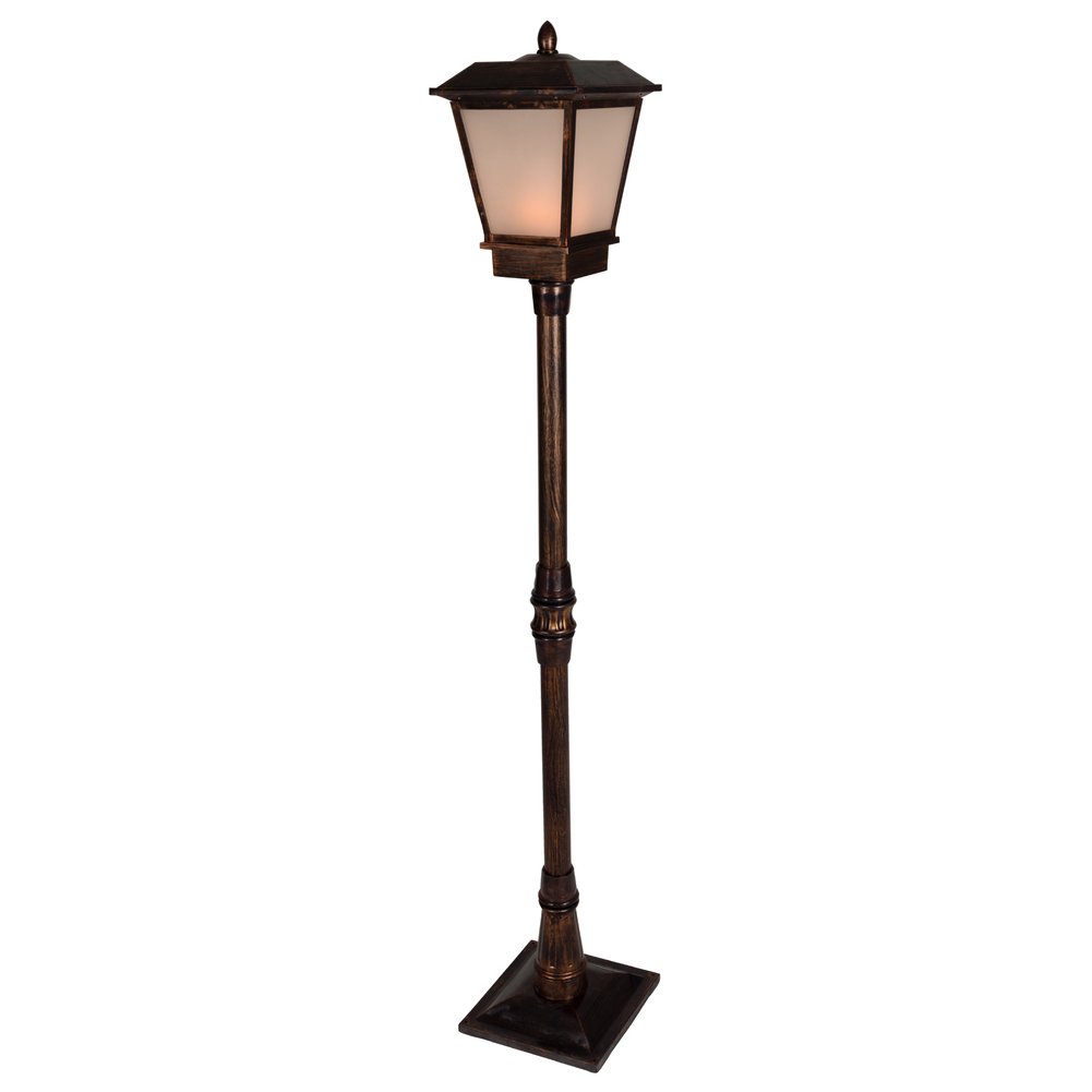Lampione luminoso da esterno con effetto fiamma, colore ottone anticato, 1,6 m 2