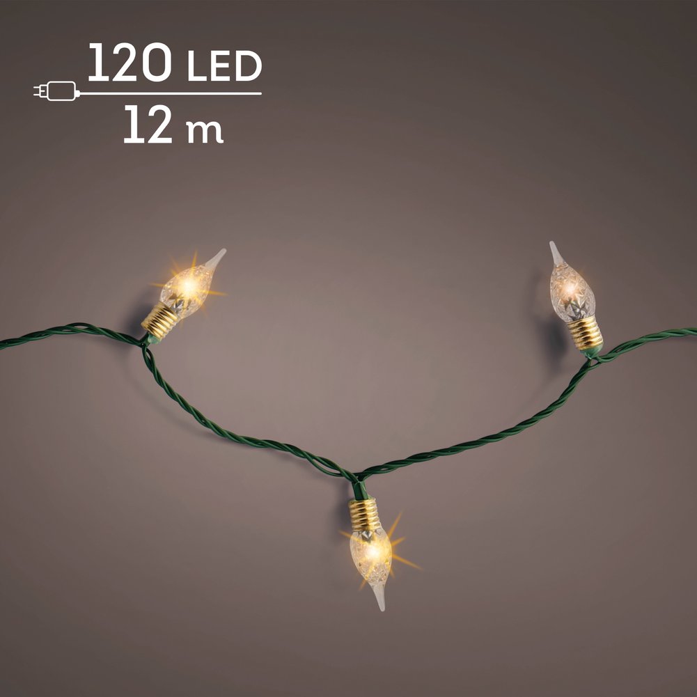 Filo di luci LED vintage, effetto twinkle 8 funzioni, classic warm/verde, 11,9 m 3