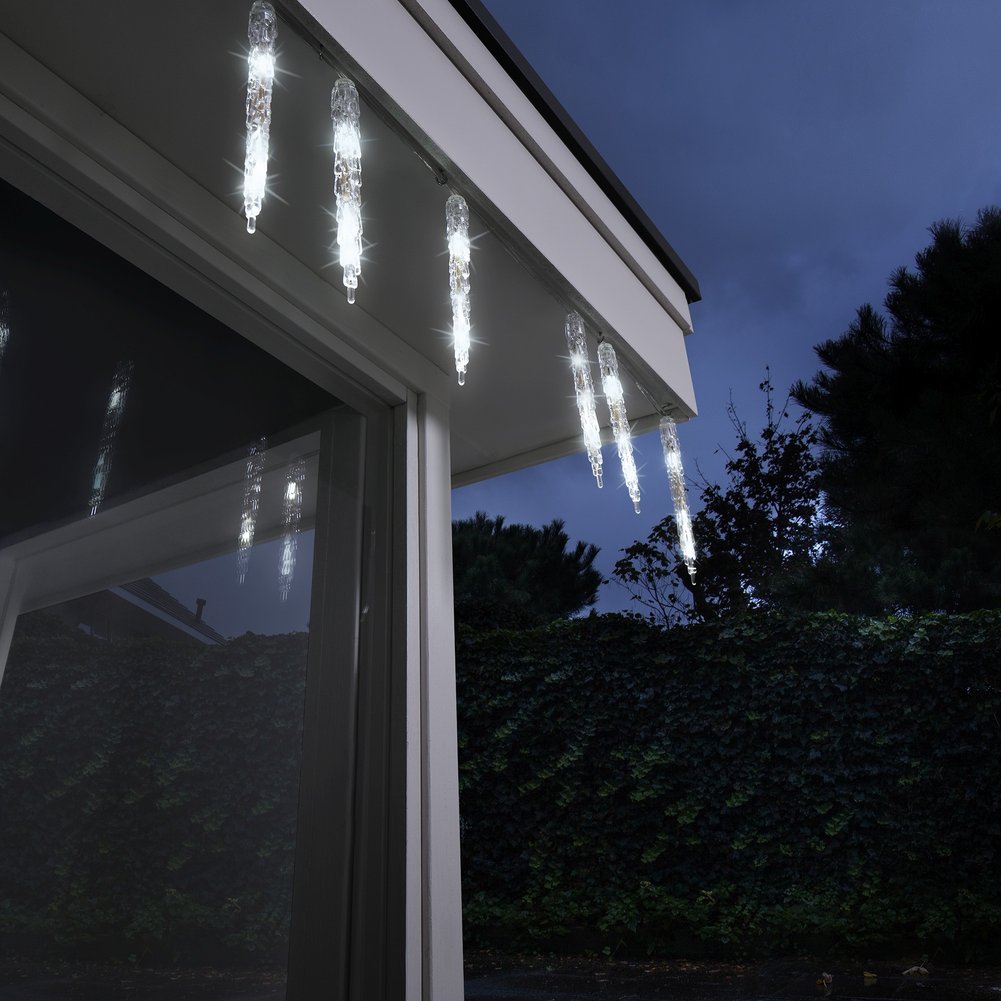 Stalattiti LED con effetto neve, bianco freddo filo trasparente, per esterno, 280x18cm 2
