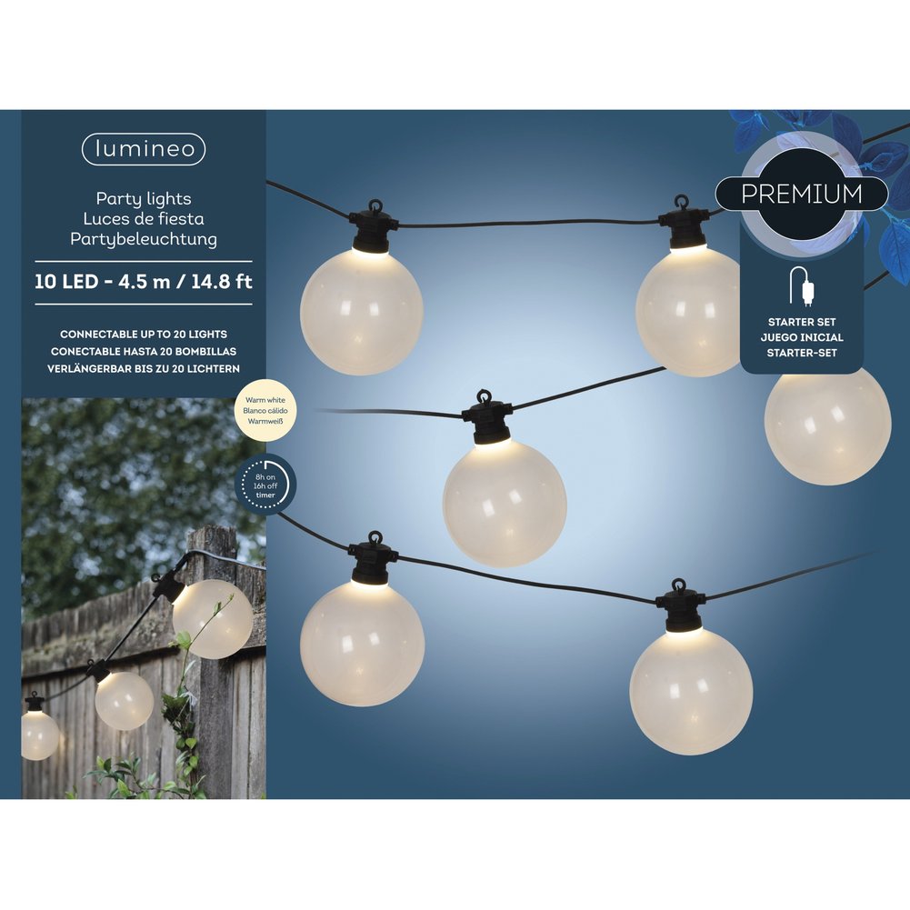 Filo di luci LED partylight, effetto twinkle 8 funzioni, colore bianco caldo/nero, 4,5 m 1