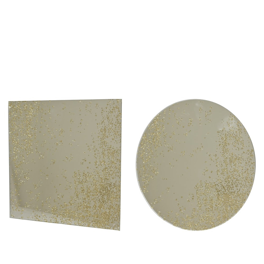 Piatto decorativo in vetro oro con strass 2 varianti assortite 20cm 1