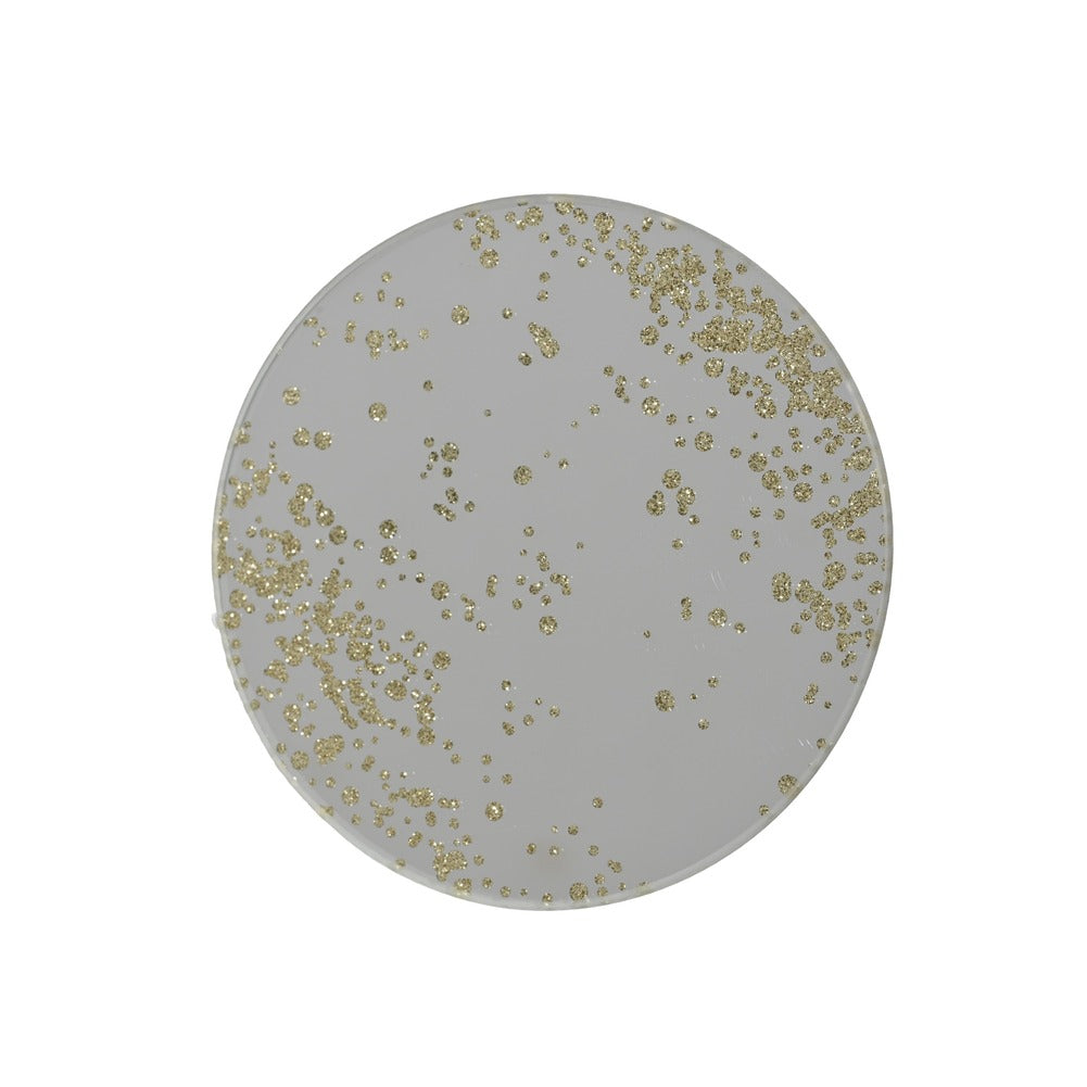 Piatto decorativo in vetro argento con strass dorati 10cm 1