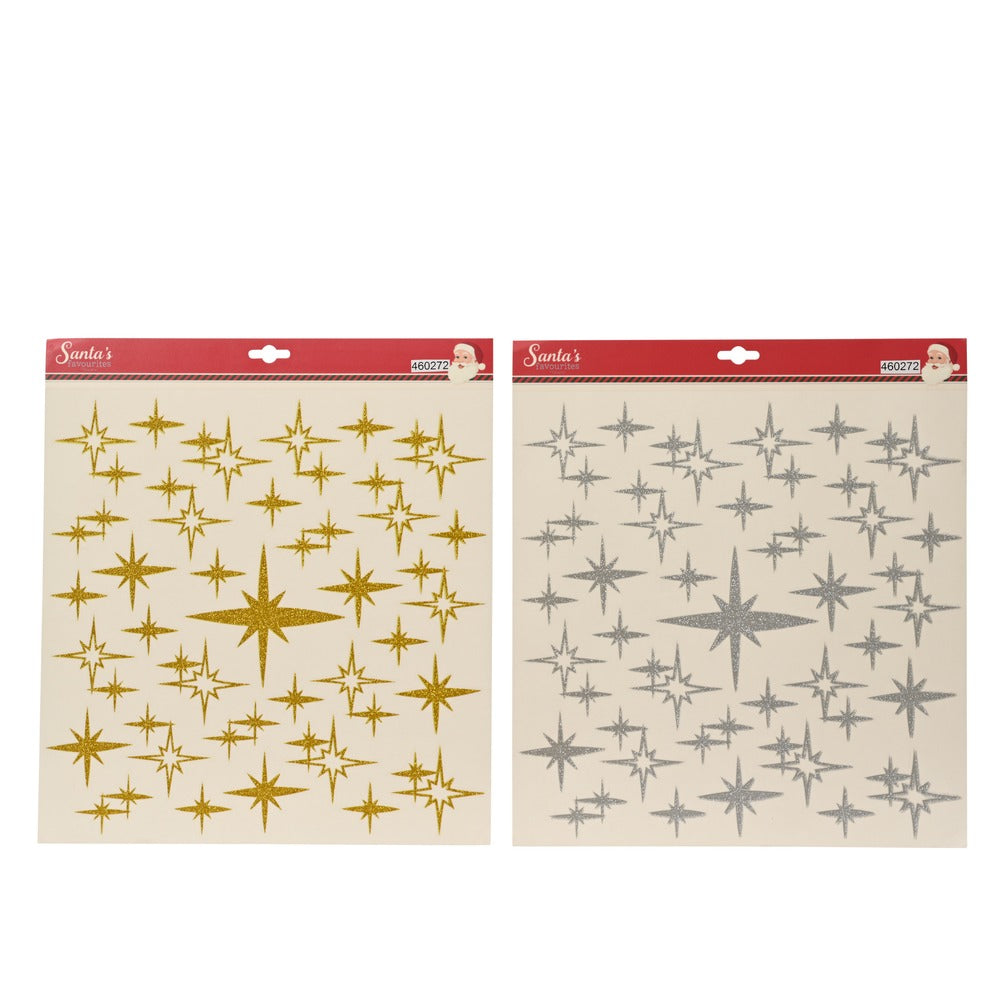 Vetrofania stelle glitter oro e argento 2 colori 35x35cm 1pezzo 1