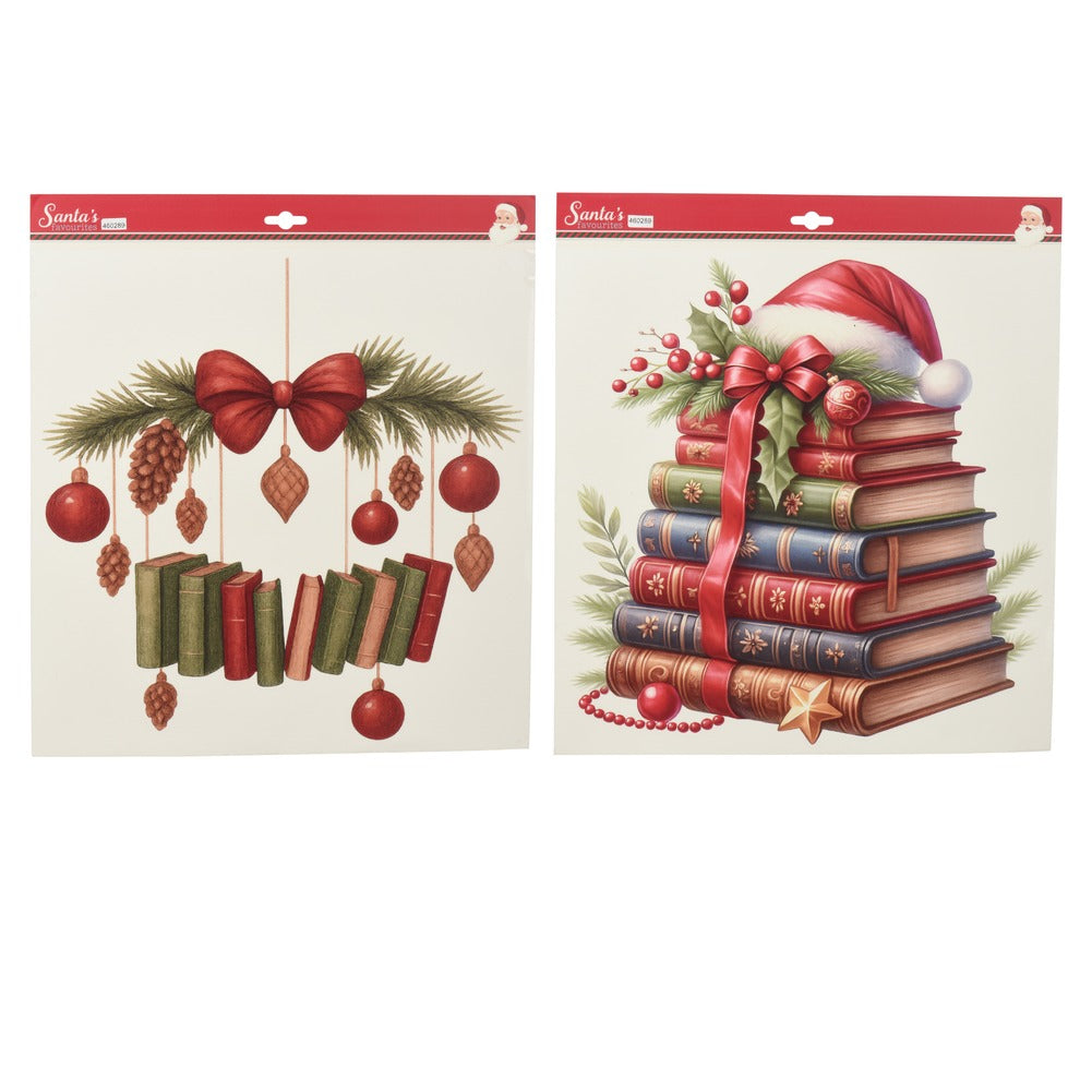Vetrofania libri natalizi 2 soggetti 42x46cm 1pezzo 1