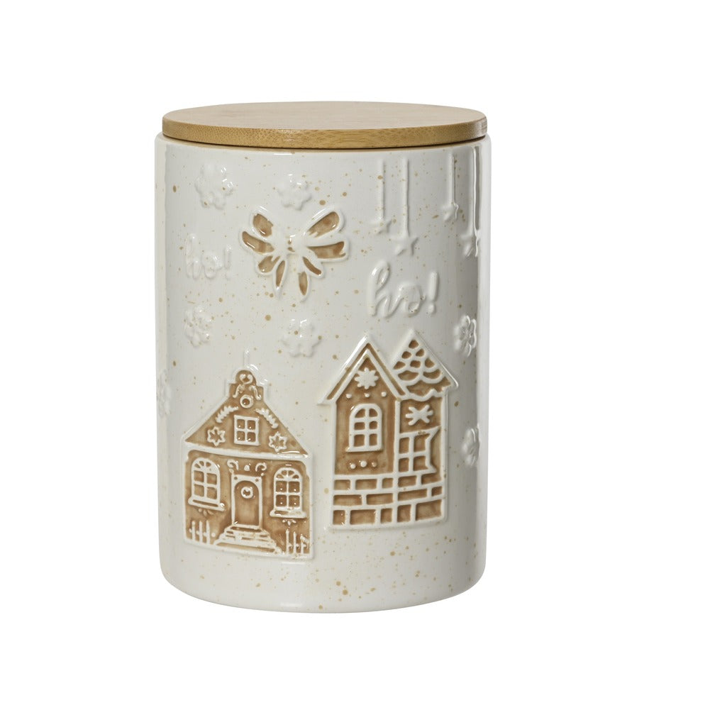 Barattolo porta oggetti in ceramica bianca a forma di casetta 1