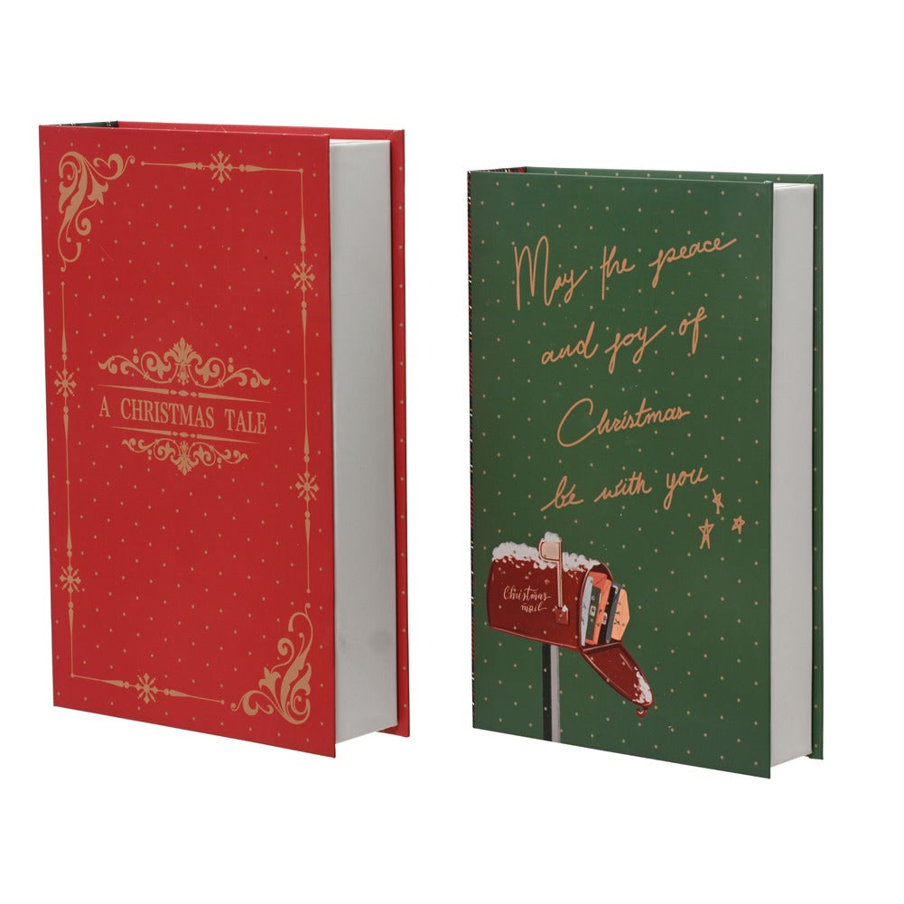 Scatola portaoggetti a forma di libro, rossa "A Christmas Tale", 17x27cm 1