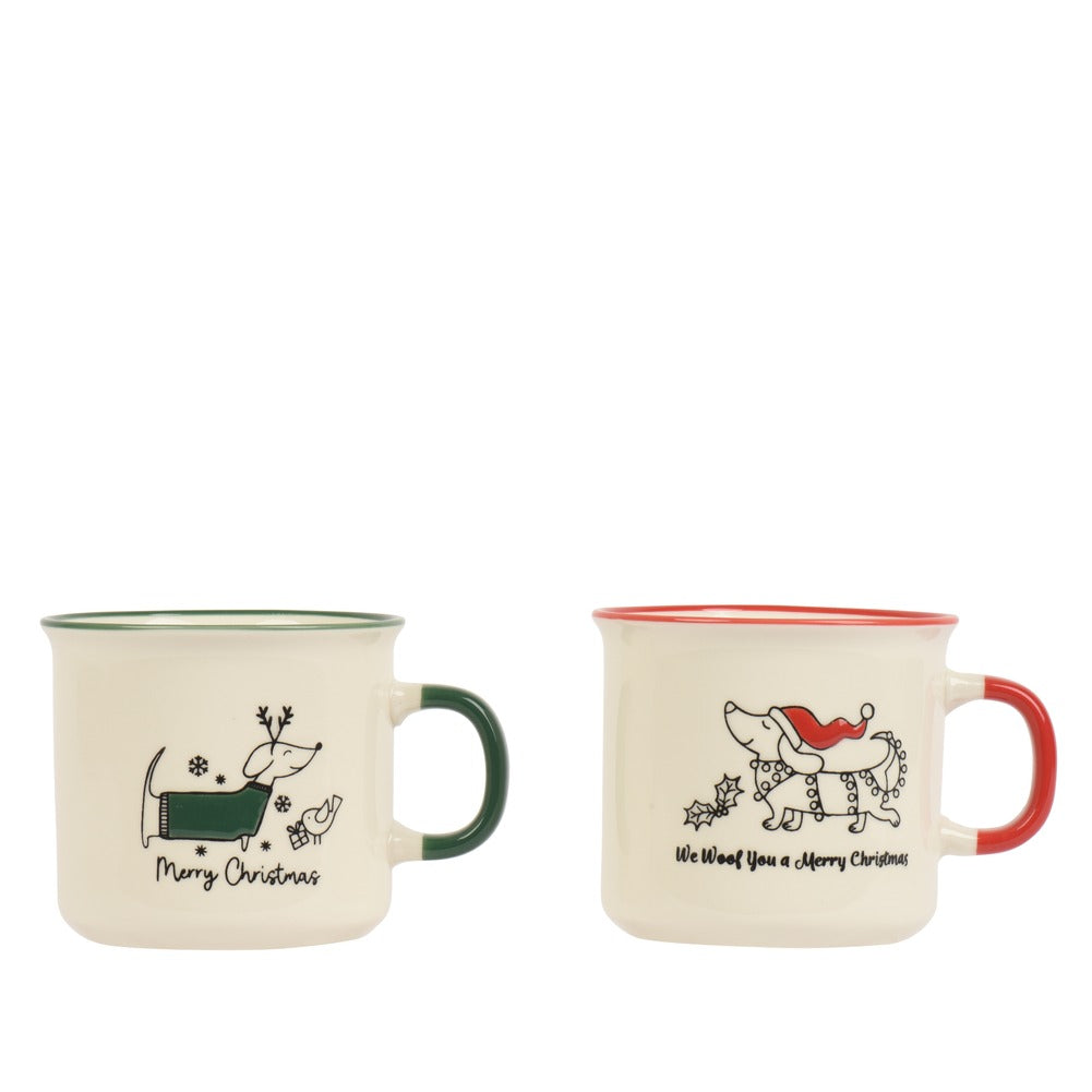 Mug in porcellana bassotto 8cm rosso e verde 2 assortiti 1pezzo 1