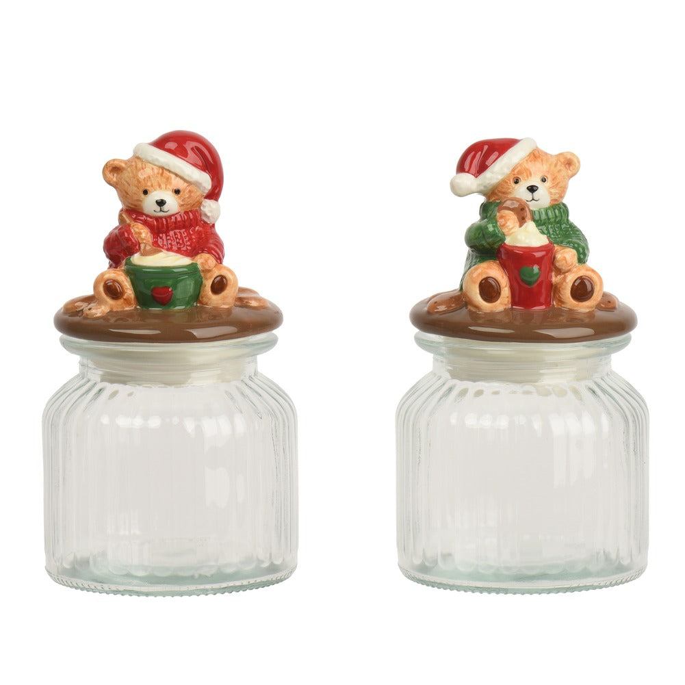 Barattolo in vetro con tappo a forma di orso 19cm 2 varianti 1pezzo 1