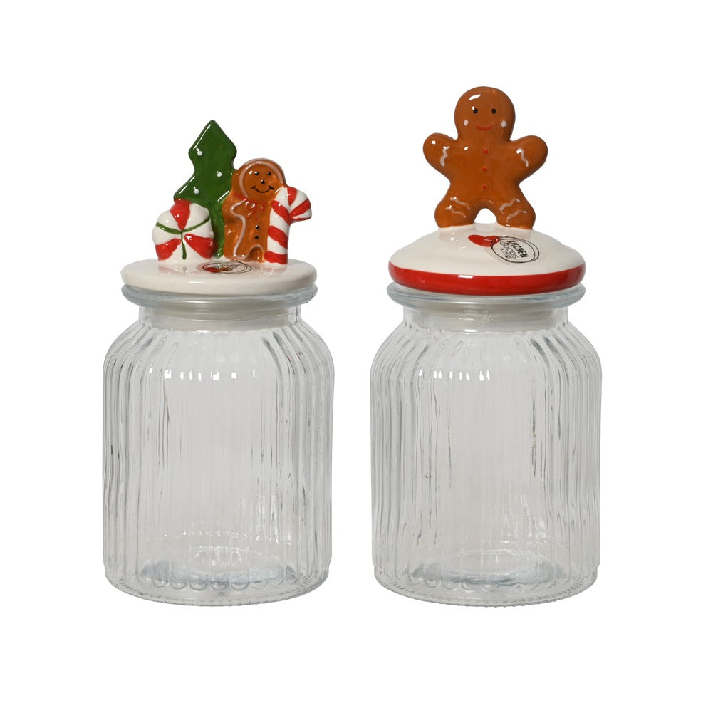 Barattolo in vetro con tappo in ceramica gingerbread 24cm 2 varianti 1pezzo 1