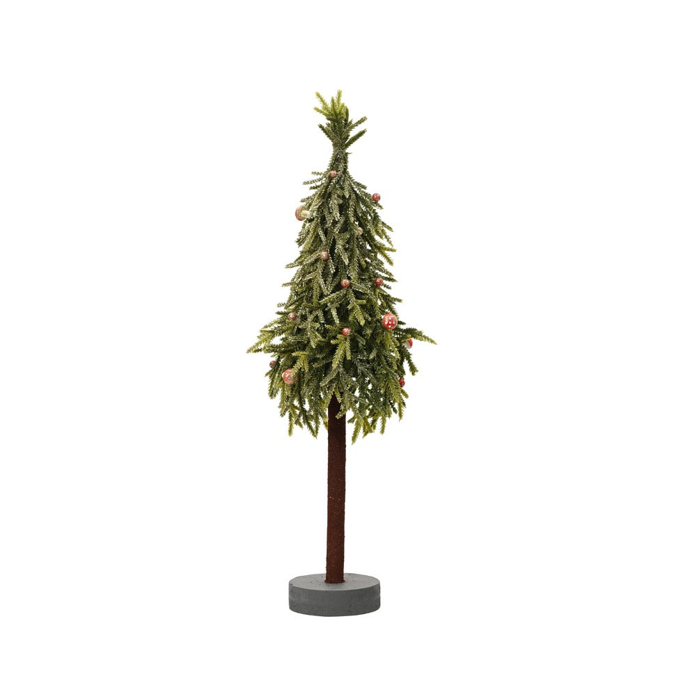 Mini pino glitterato con bacche rosse e funghetti decorativi, 60cm 1