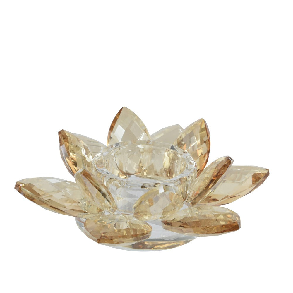Porta lumino in vetro, colore marrone, Diam 13,5cm 1