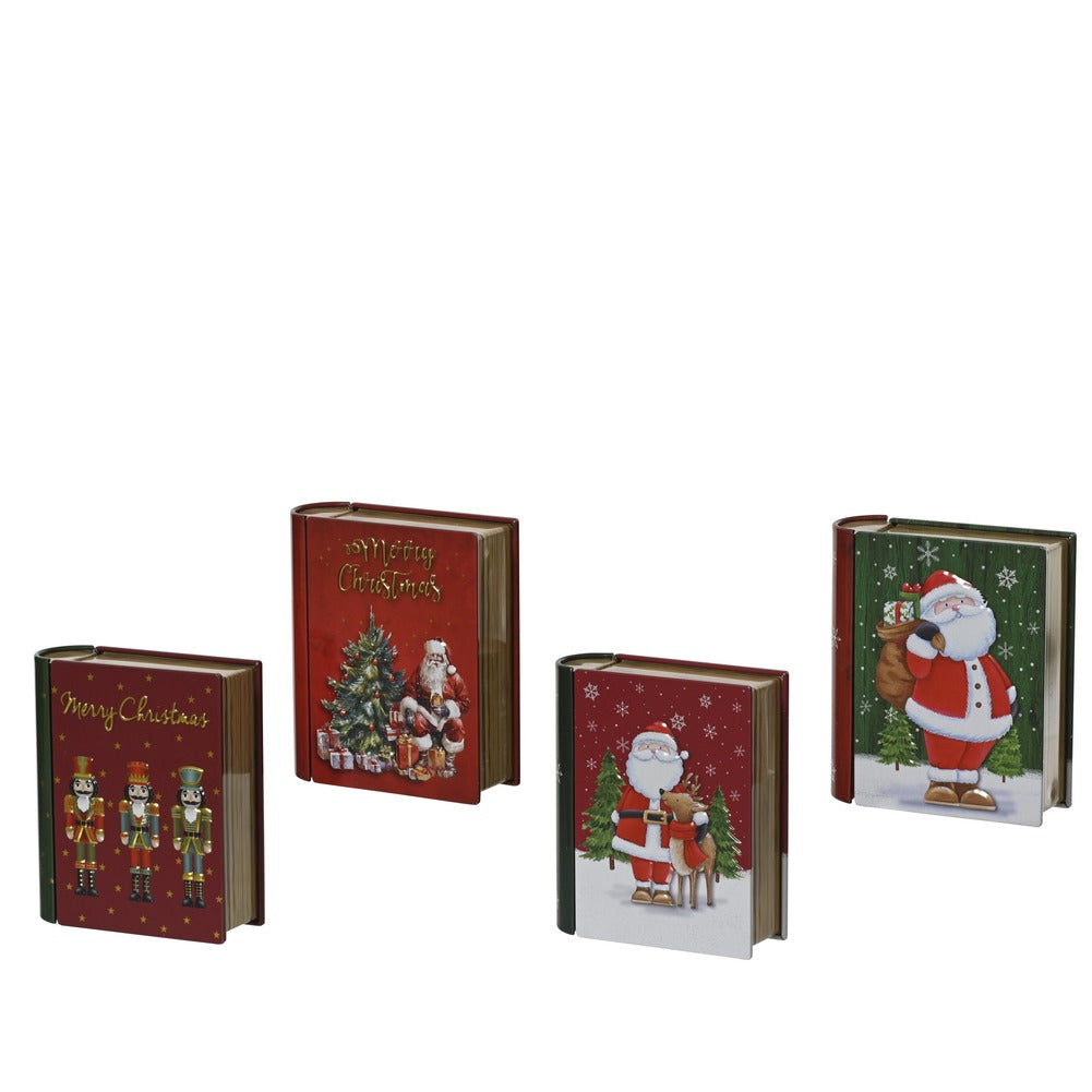Scatola portaoggetti a forma di libro in latta 4 varianti assortite 1pezzo 1