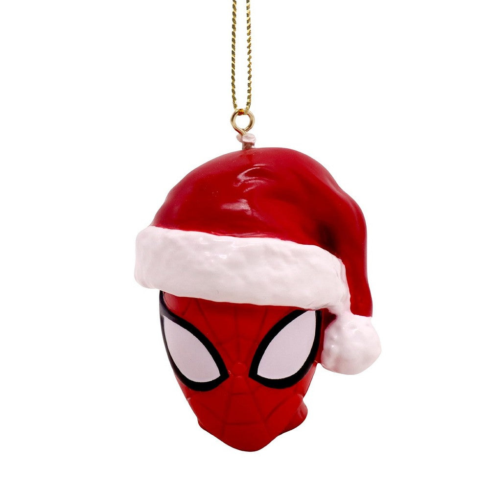 Addobbo 3D per albero di Natale Marvel viso di Spider-Man con cappello di Babbo Natale 1