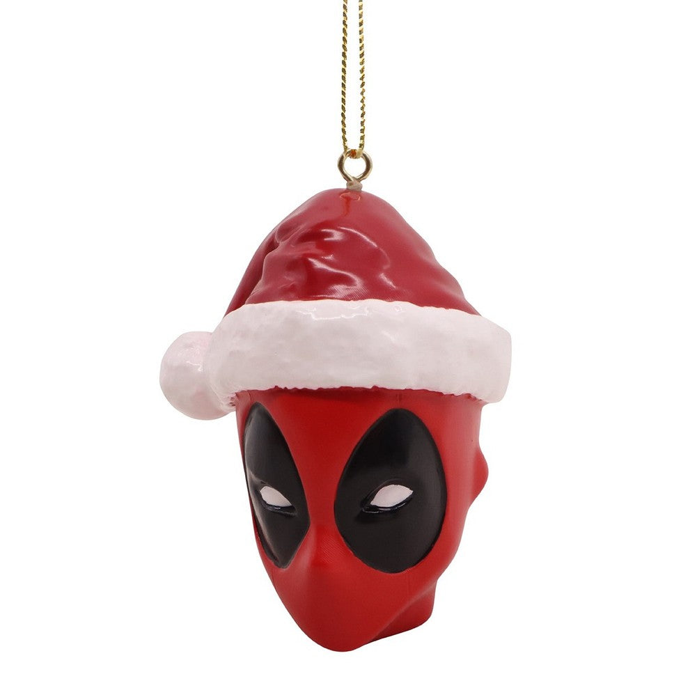 Addobbo 3D per albero di Natale Marvel viso di Deadpool con cappello di Babbo Natale 1
