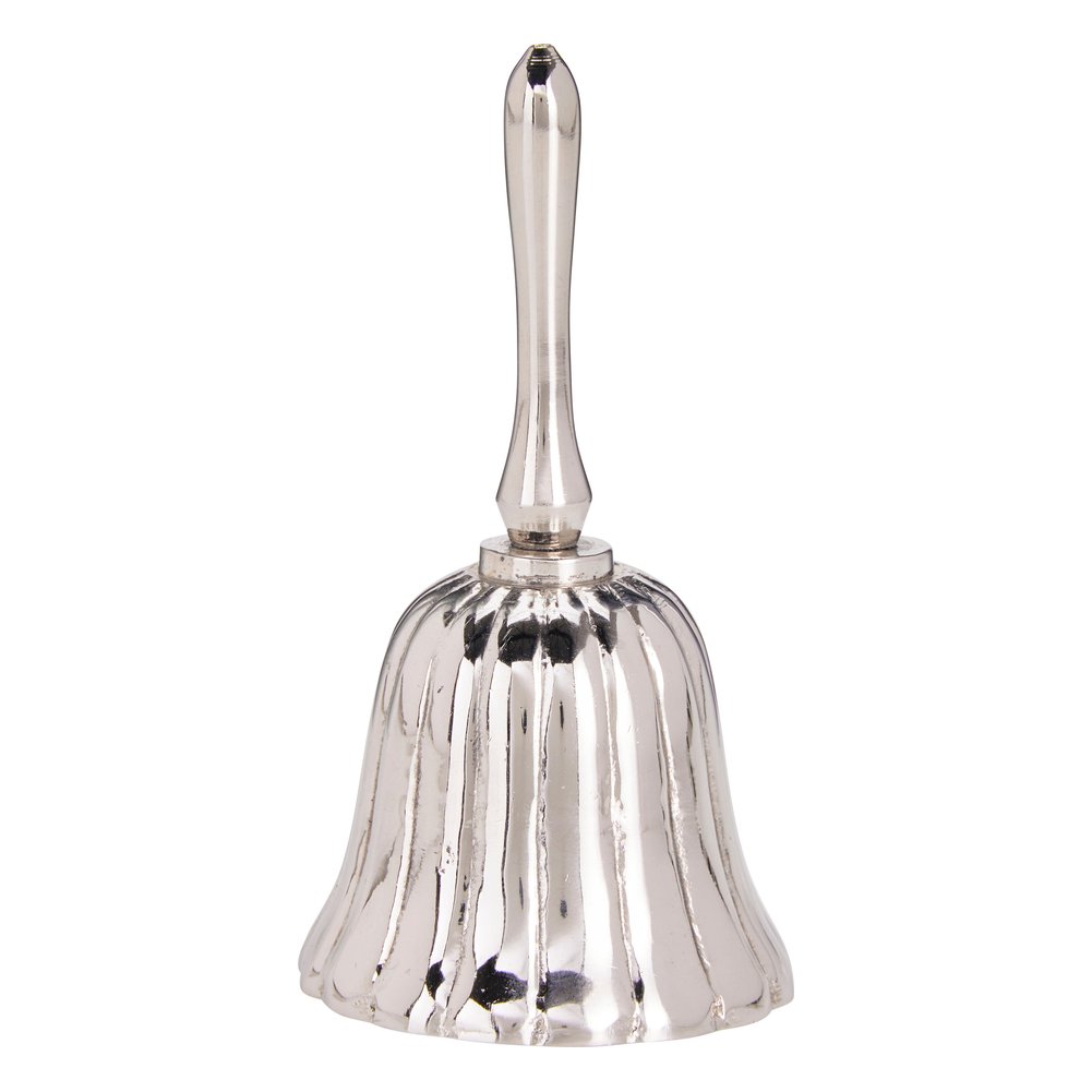 Campanella decorativa in alluminio color argento con manico 11,5 cm 1