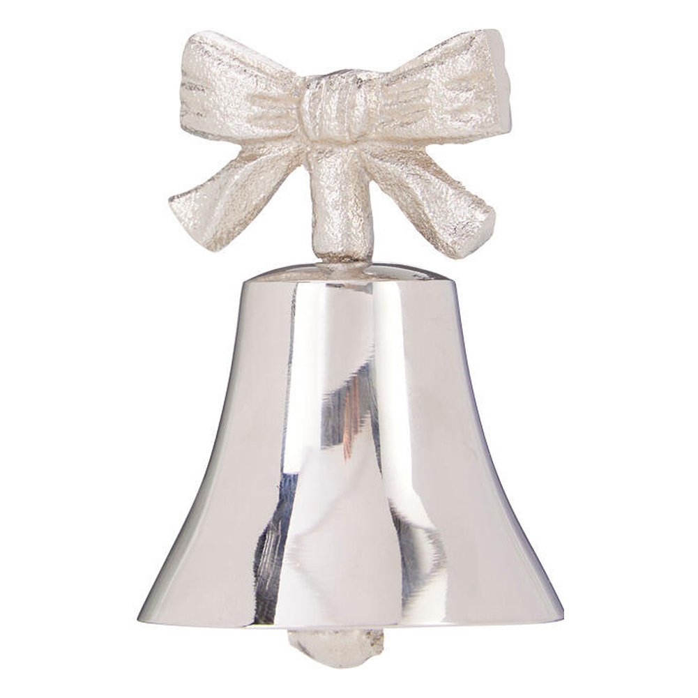 Campanella decorativa in alluminio color argento con fiocco 9 cm – 1 pezzo, design assortito 3