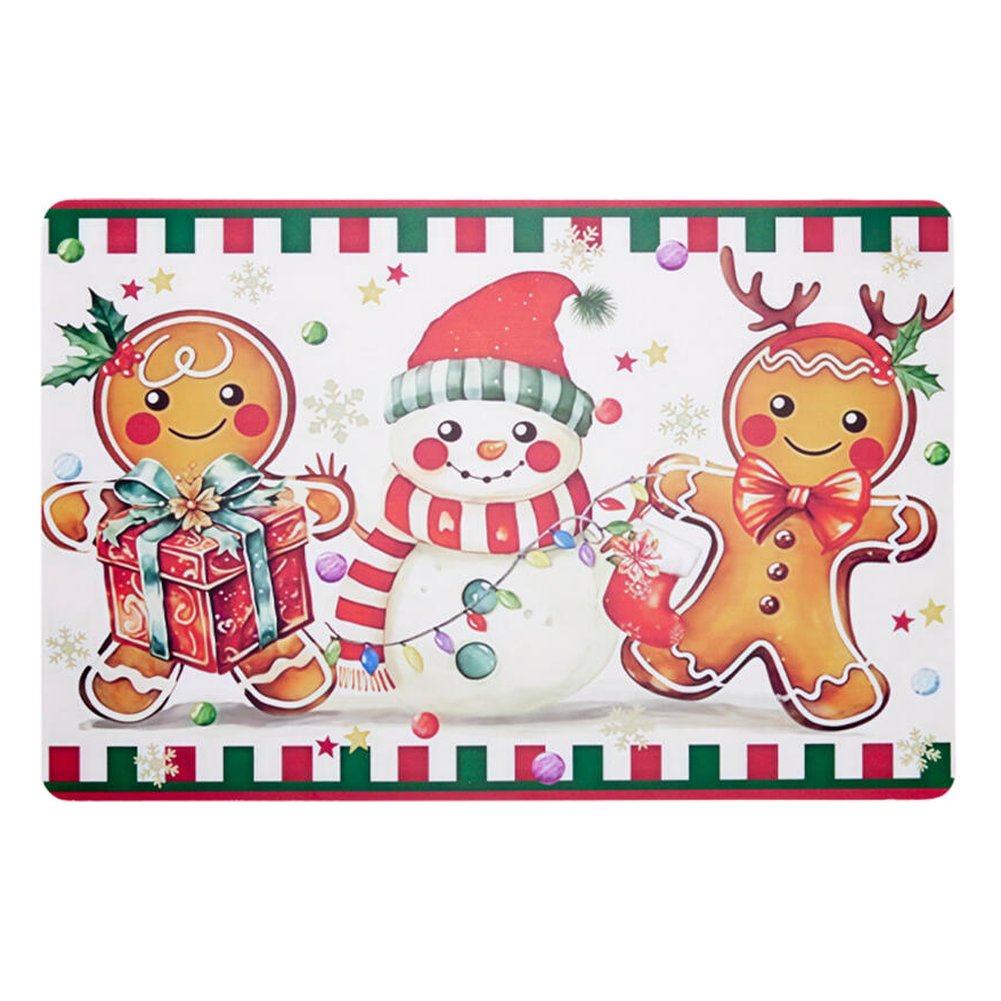 Tovaglietta americana natalizia omini di pan di zenzero in PP 43,5x28,5 cm – foto 2: design omini con pupazzo di neve