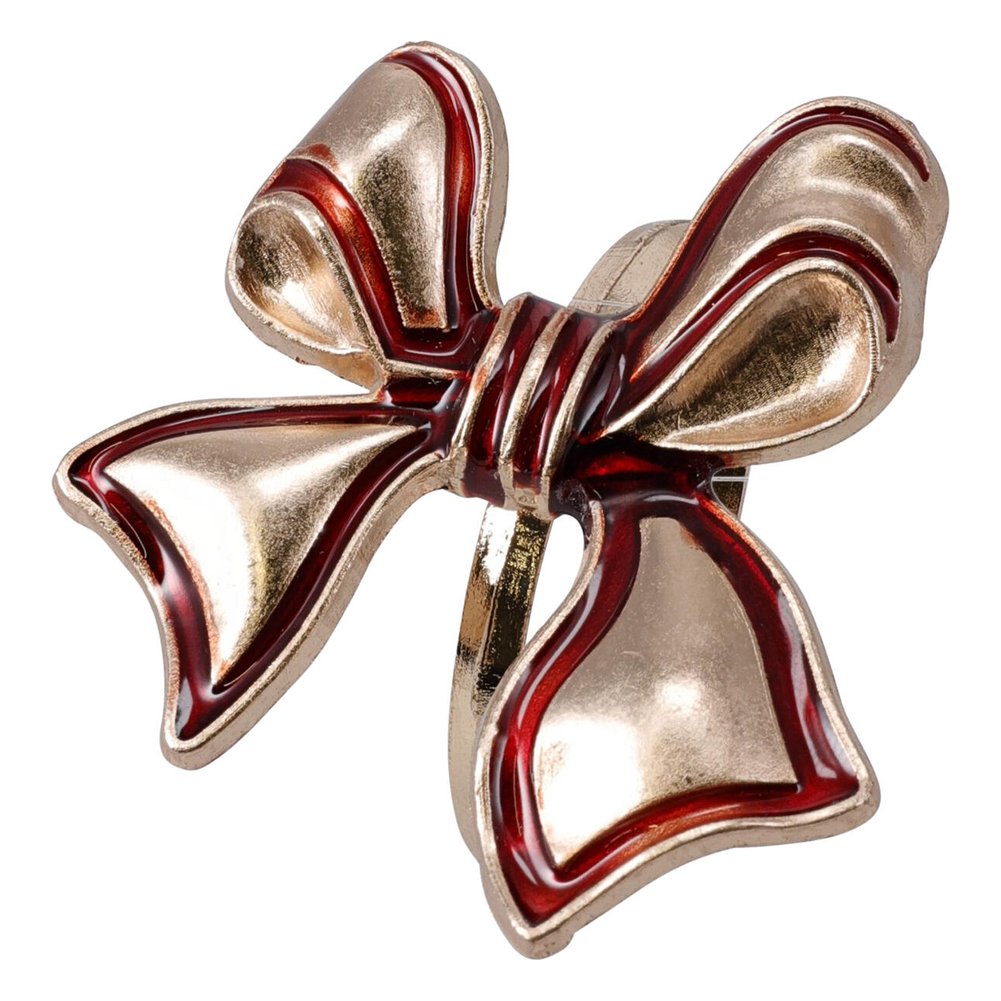 Set 4 portatovaglioli a fiocco in metallo oro e rosso 5x5 cm – 1 set, design assortito 3