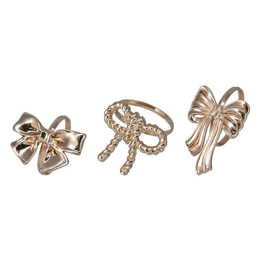Set 4 portatovaglioli a fiocco in metallo color oro 5x5 cm – 1 set, modello assortito 2