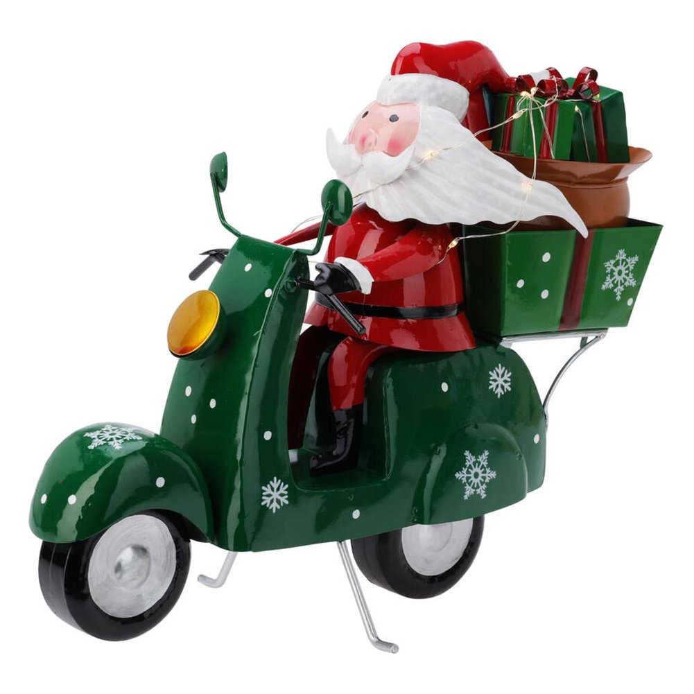Babbo Natale in scooter luminoso in metallo con 20 LED 25,5 cm – 1 pezzo, colore assortito 2