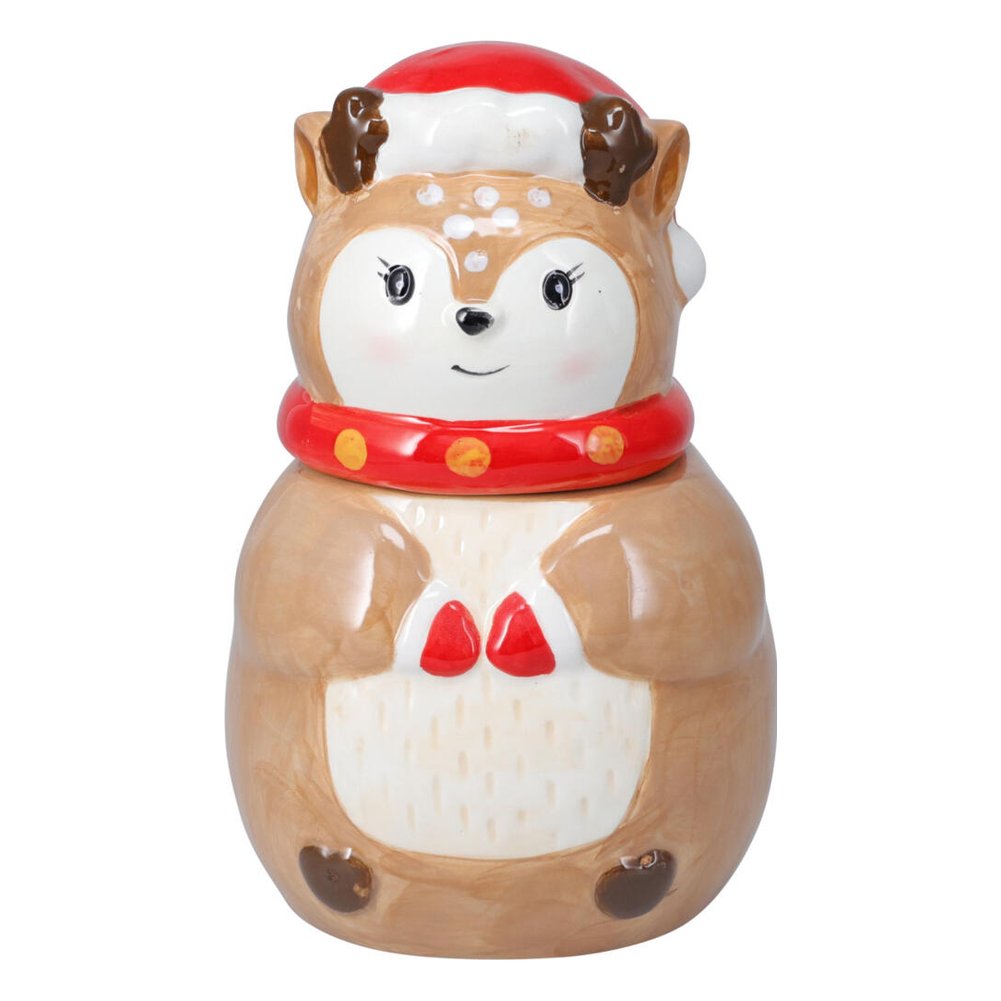 Barattolo biscottiera natalizio in ceramica a forma di personaggio 21,7 cm – 1 pezzo, soggetto assortito 5