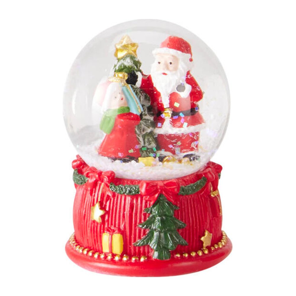 Mini boule de neige con base rossa in resina e vetro 6,5 cm – 1 pezzo, soggetto assortito 3