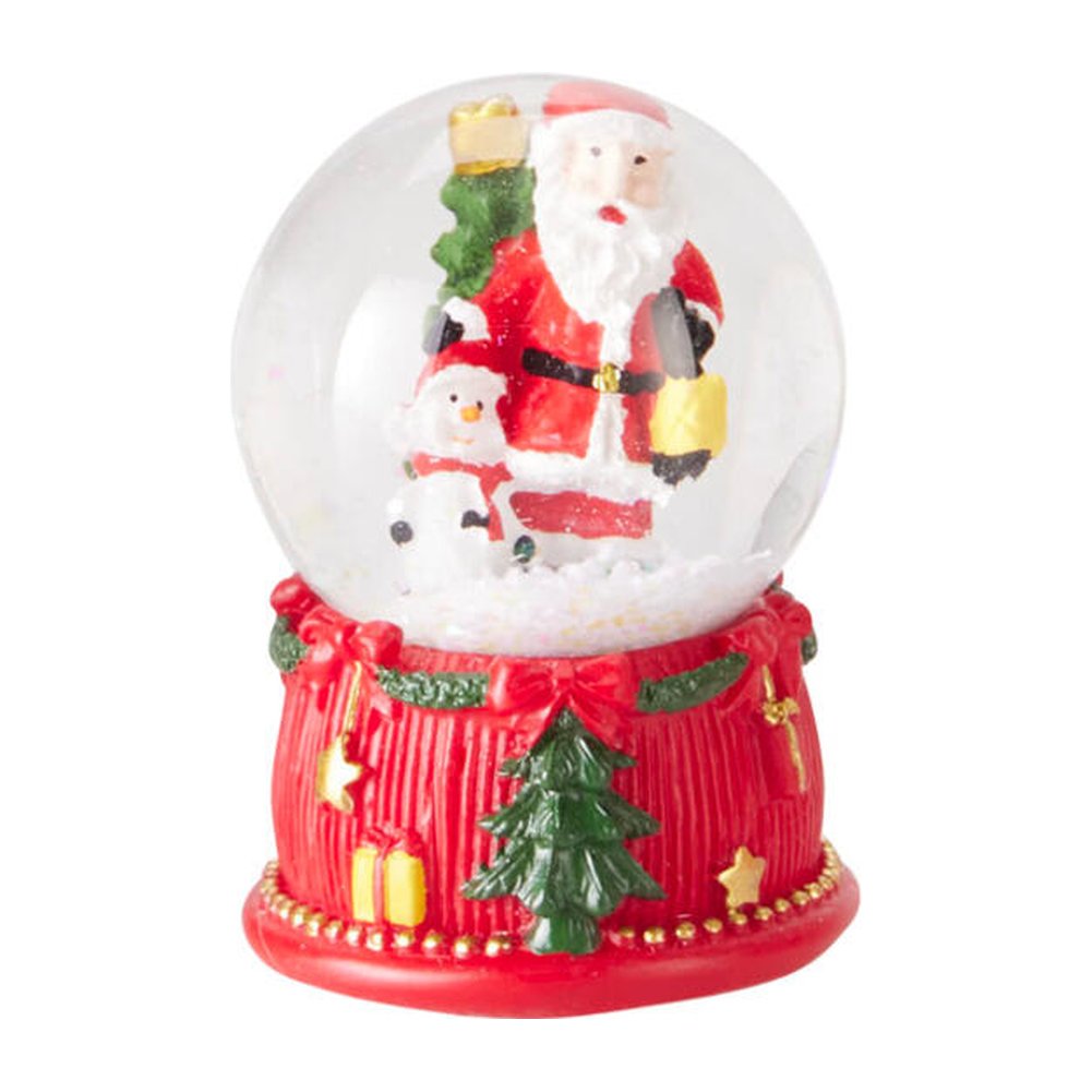 Mini boule de neige con base rossa in resina e vetro 6,5 cm – 1 pezzo, soggetto assortito 4