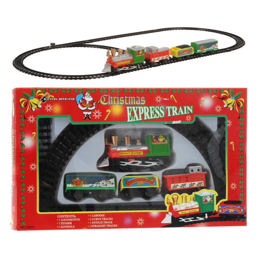Trenino di Natale a batteria 9 pezzi con binari 180 cm 1