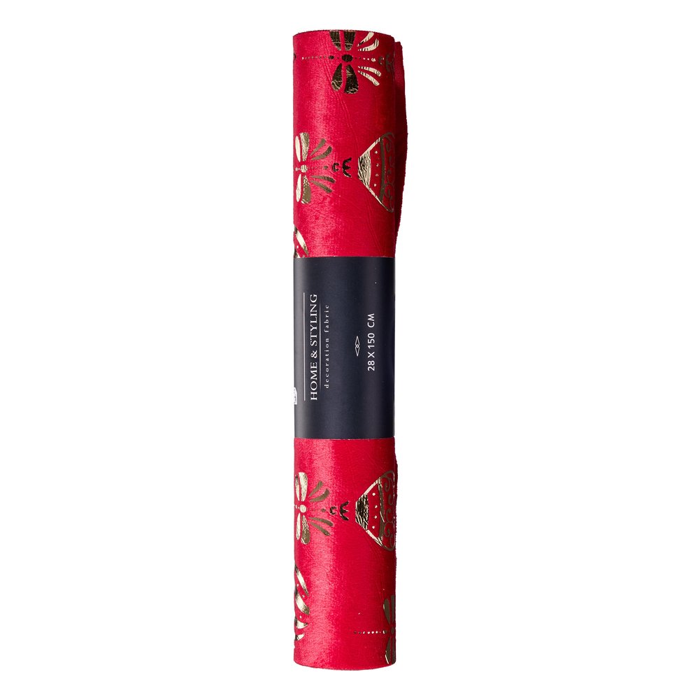 Rotolo tessuto decorativo velluto con palline oro 28x150 cm – 1 pezzo, colore assortito (rosso o verde) 1
