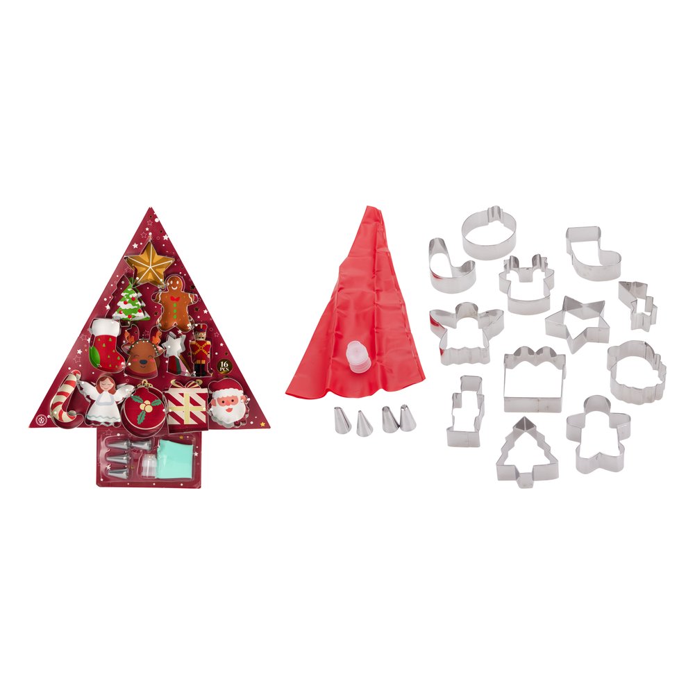 Set pasticceria natalizio 17 pezzi con tagliabiscotti, beccucci e sac à poche