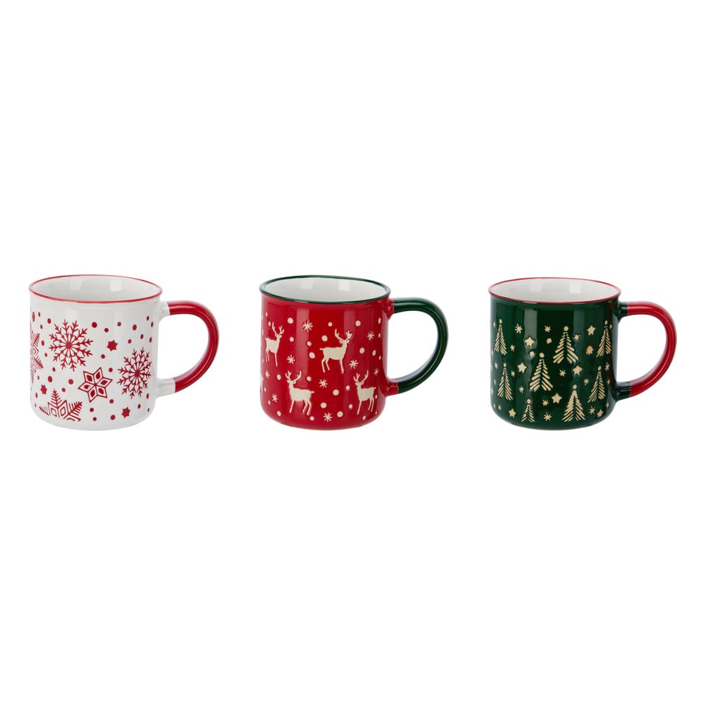 Tazza mug natalizia in gres con decori in rilievo 250 ml – 1 pezzo, colore assortito 2