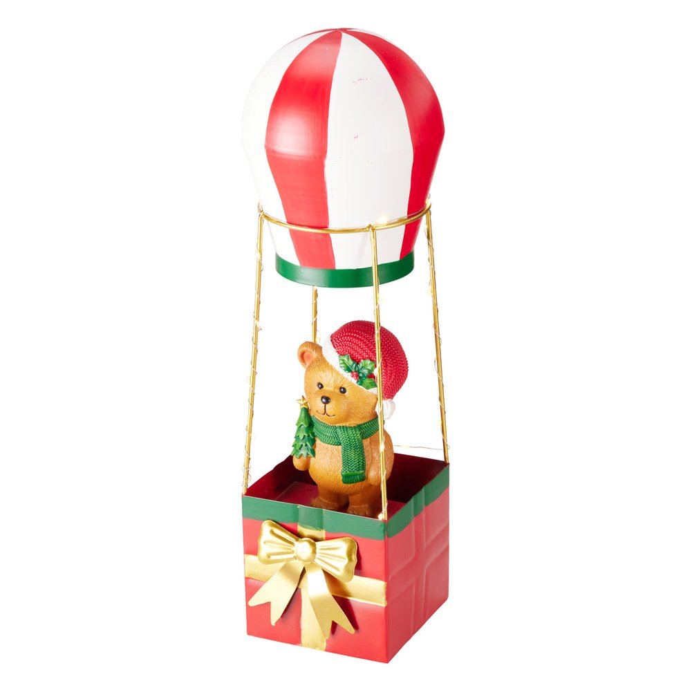 Decorazione luminosa orsetto in mongolfiera in ferro con 25 LED 37 cm – 1 pezzo, design assortito 3