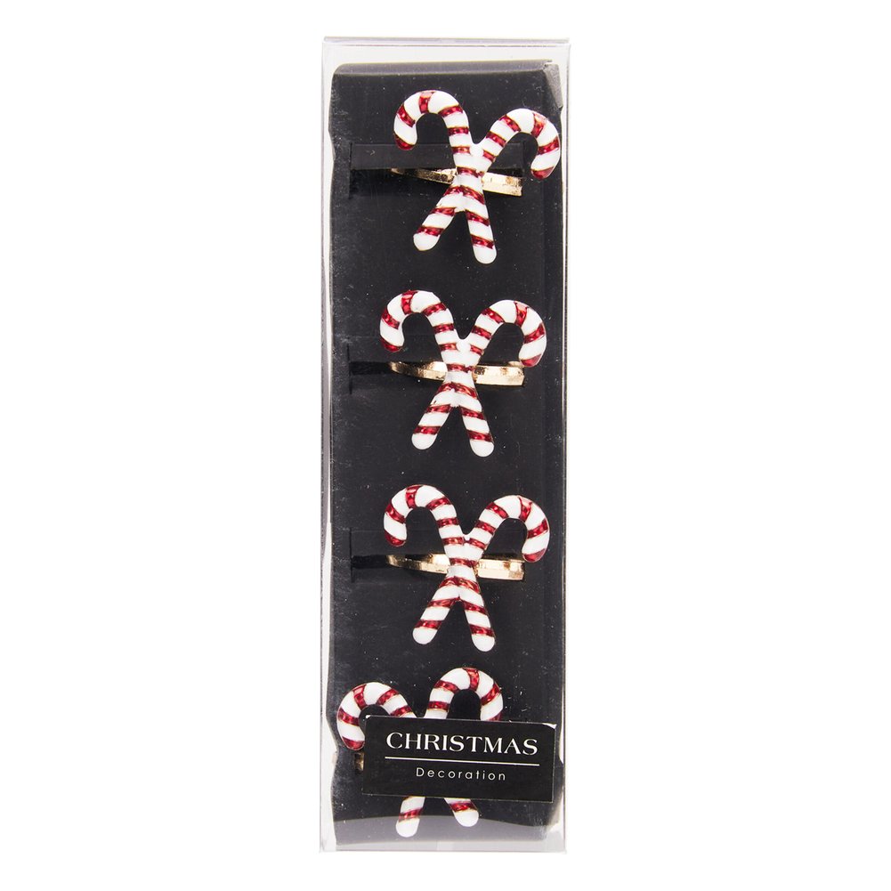 Set 4 portatovaglioli natalizi in zinco – 1 set, modello assortito (cappelli di Babbo Natale o bastoncini) 3