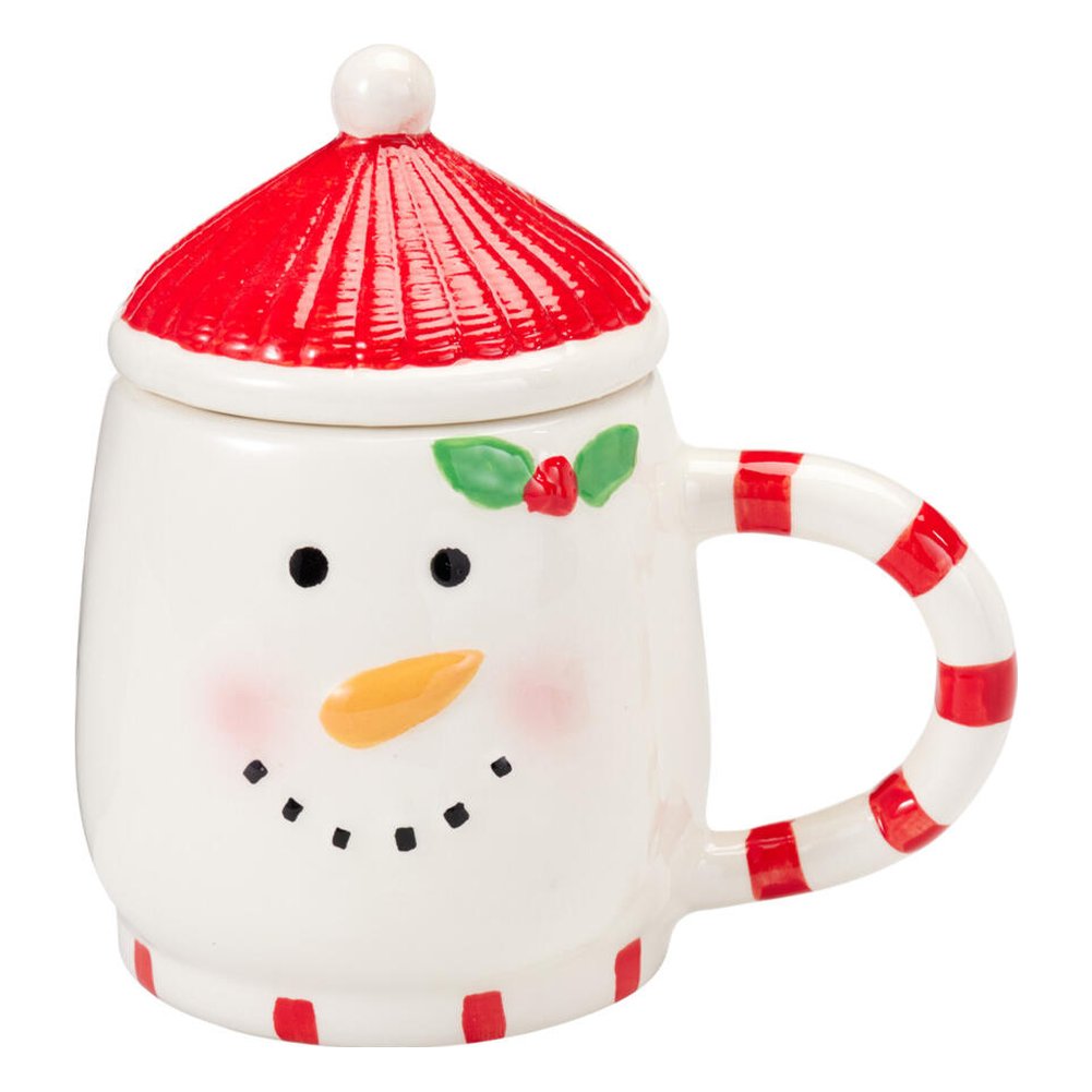 Tazza mug natalizia con coperchio a cappello in ceramica 370 ml – 1 pezzo, soggetto assortito 4