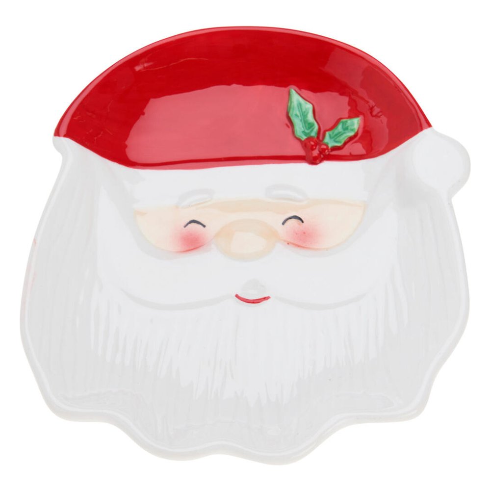 Piatto in ceramica viso di Babbo Natale o Mamma Natale 21 cm – 1 pezzo, soggetto assortito 2