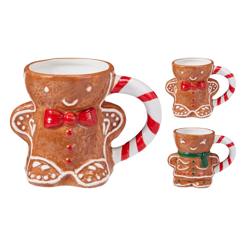 Tazza mug a forma di omino di pan di zenzero in dolomite 400 ml – 1 pezzo, design assortito 1