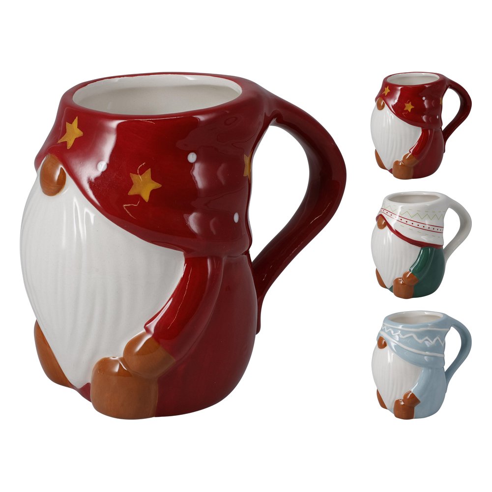 Tazza mug natalizia a forma di gnomo in ceramica 440 ml – 1 pezzo, colore assortito 1