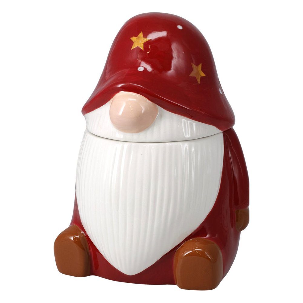 Barattolo biscottiera a forma di gnomo in ceramica 21 cm – foto 2: colore rosso
