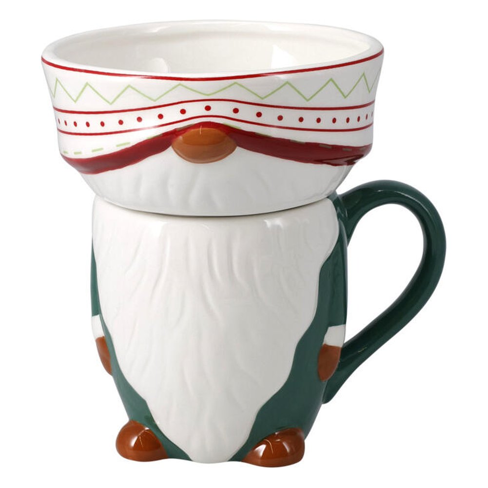 Set tazza e ciotola a forma di gnomo in ceramica – 1 set, colore assortito 2
