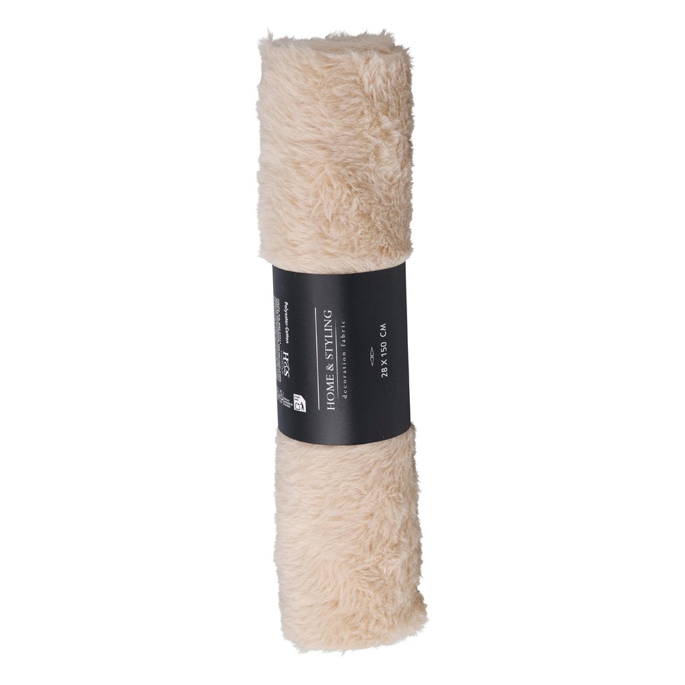 Rotolo tessuto decorativo pelliccia sintetica beige 28x150 cm 1