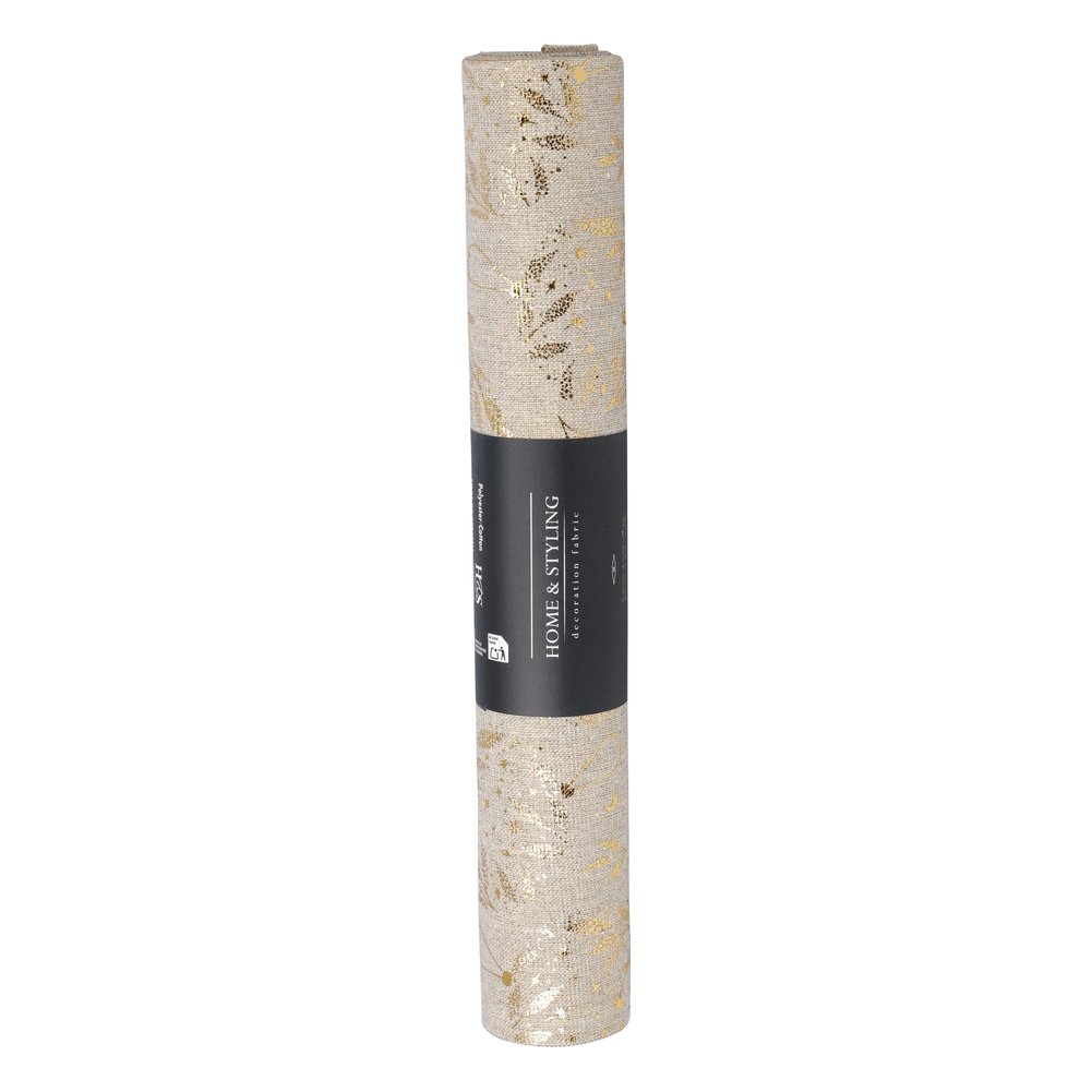 Rotolo tessuto decorativo crema con rami in lamina oro 28x200 cm – 1 pezzo, design assortito 1