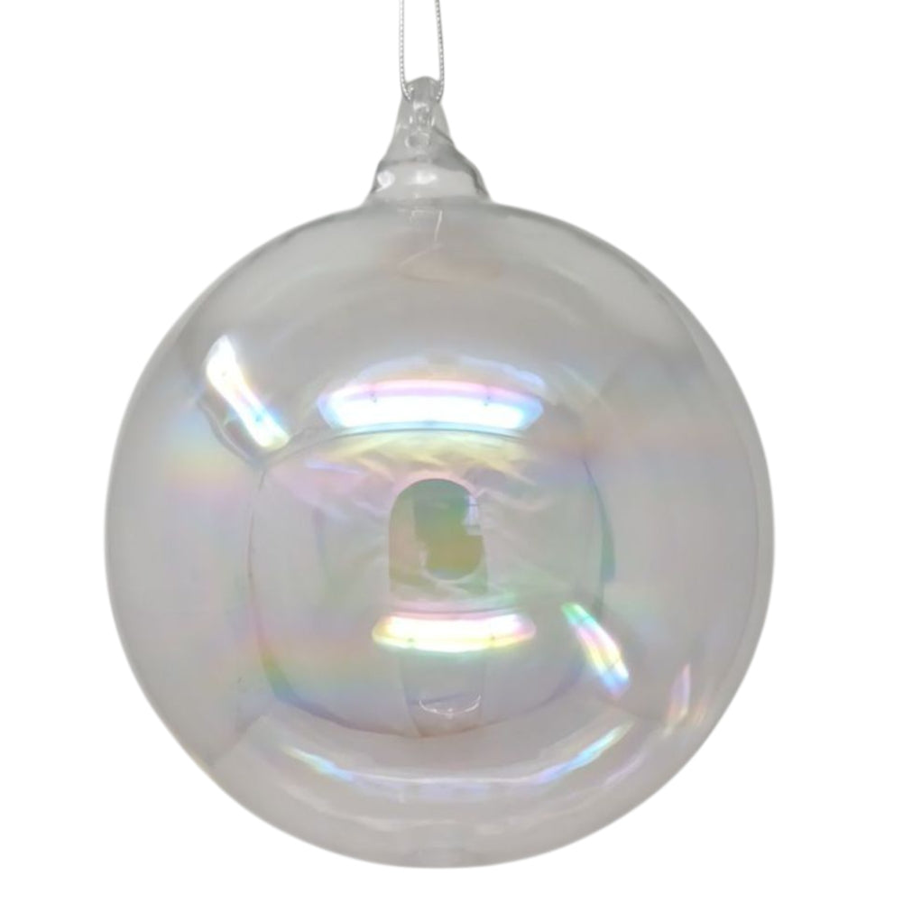 Pallina di Natale in vetro trasparente iridescente 14cm