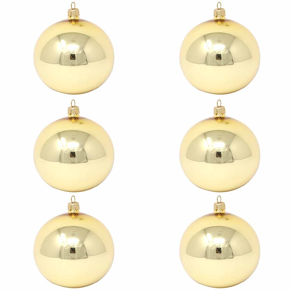 Confezione di 6 palline di Natale in vetro oro lucido 6cm 1