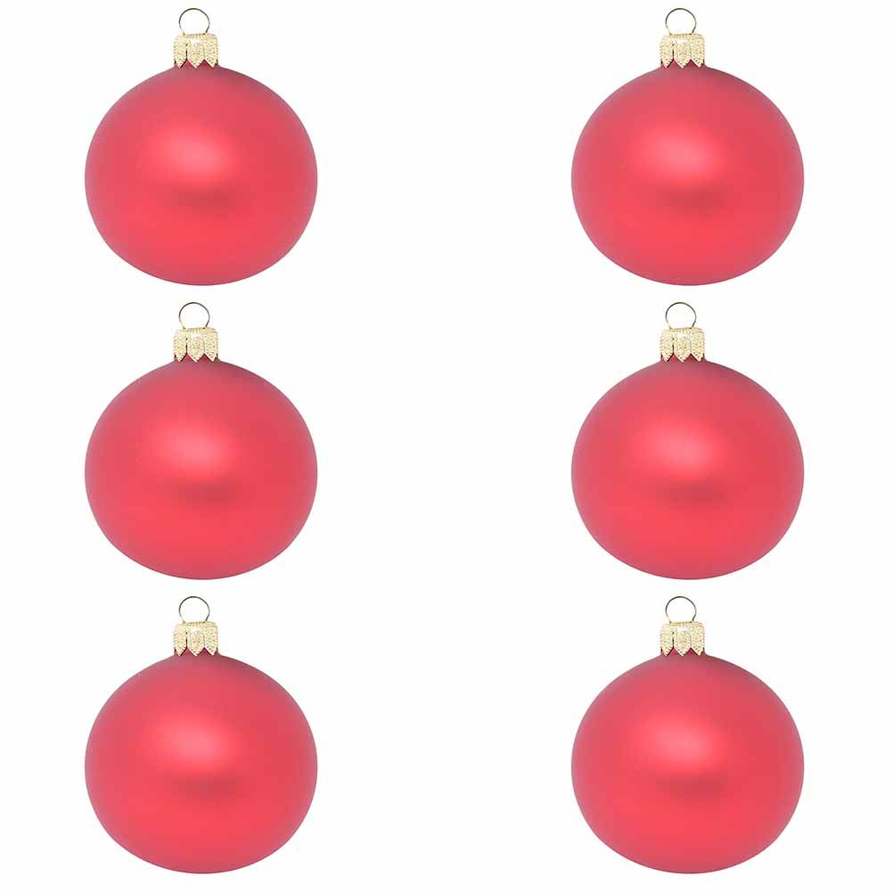 Confezione di 6 palline di Natale in vetro rosso opaco 7cm 1